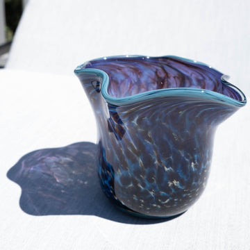 Blue + Purple Marbled Handblown Glass Vase