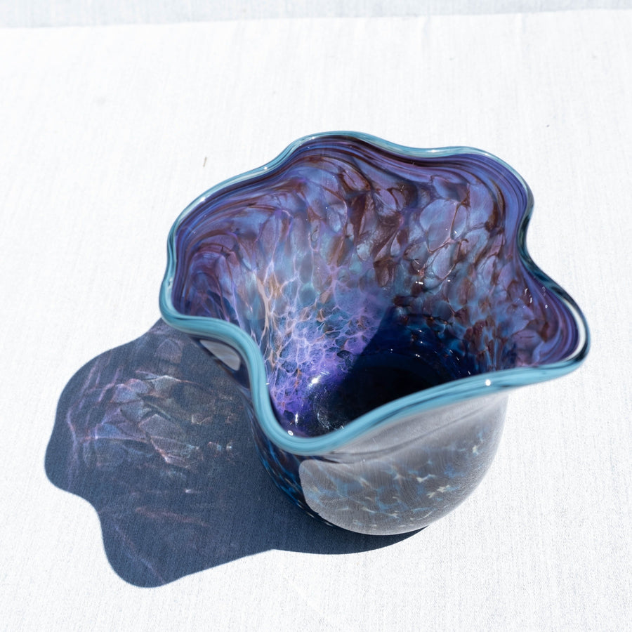 Blue + Purple Marbled Handblown Glass Vase