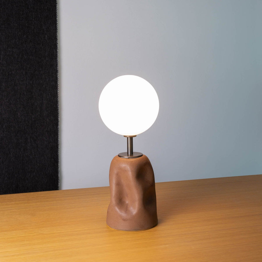 ceramic base lamp with globe bulb