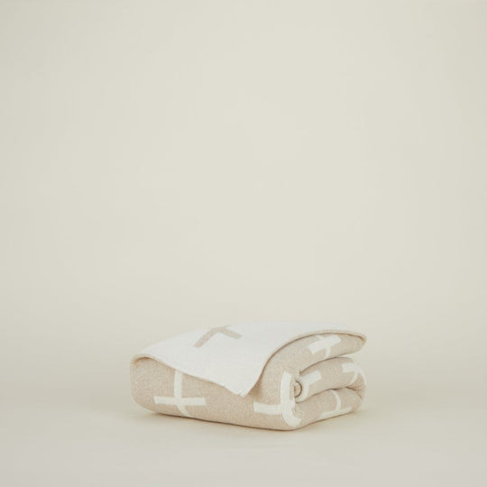 Knit Cross Throw - Flax/Ivory